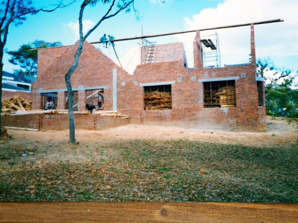 First roof truss goes up on thatched-house build