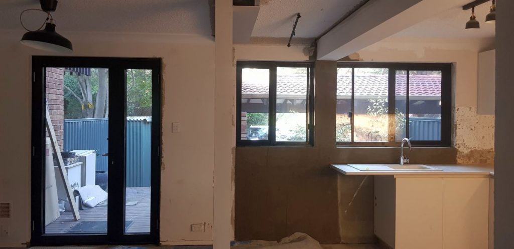 During open-plan kitchen renovation