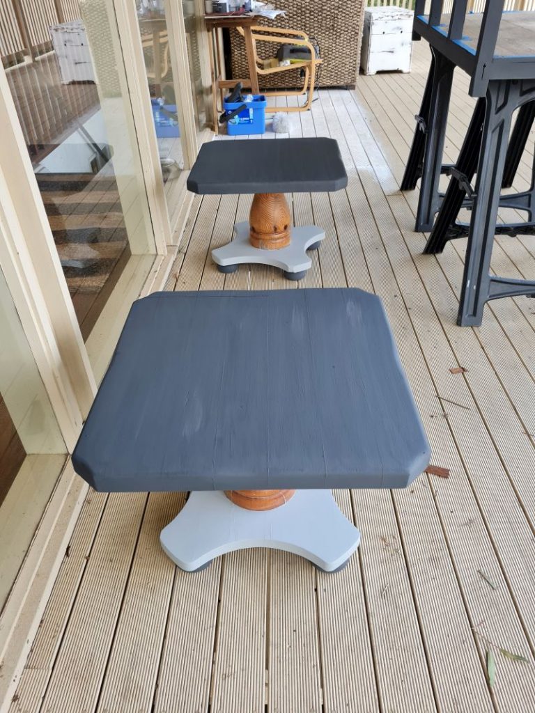 during - old pine side tables painted